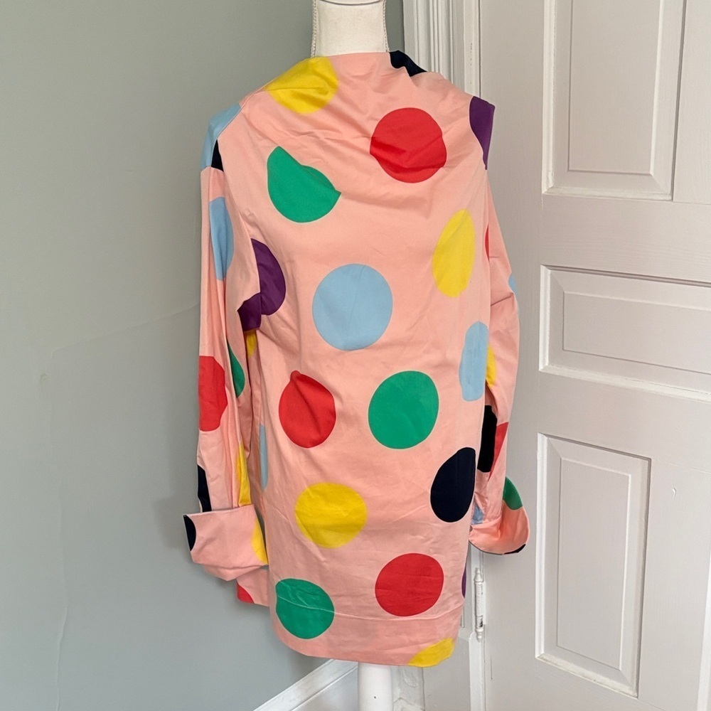 Pink Polka Dot Long Sleeve Dress with Multicolor Dots
